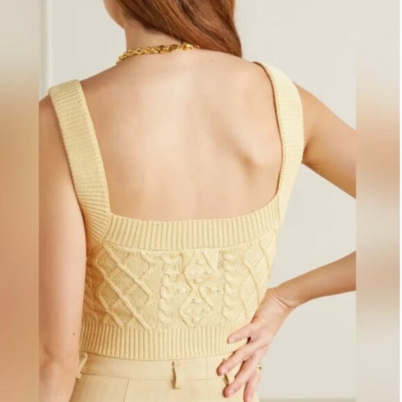 REVOLVE Loulou Studio Paris butter yellow knit crop top midi silk & linen yarn M - Picture 8 of 9